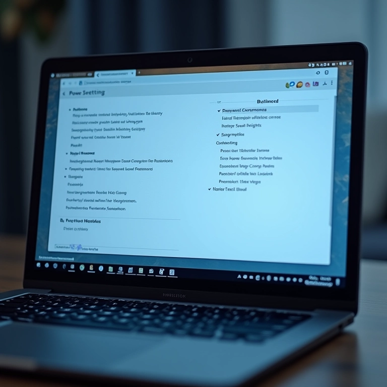 Menu de configurações de energia do notebook exibido na tela.