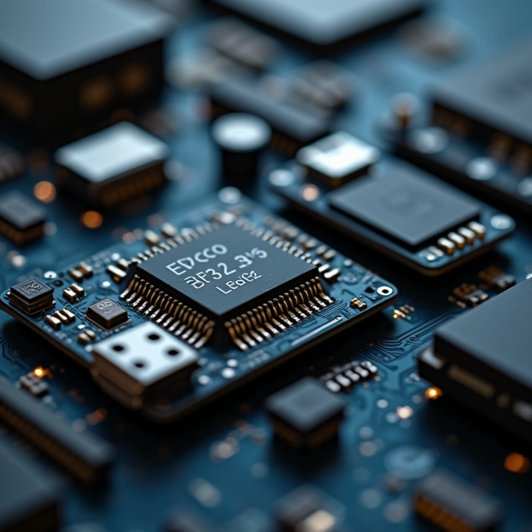 Microcontroladores ESP8266 e ESP32 rodando código MicroPython.