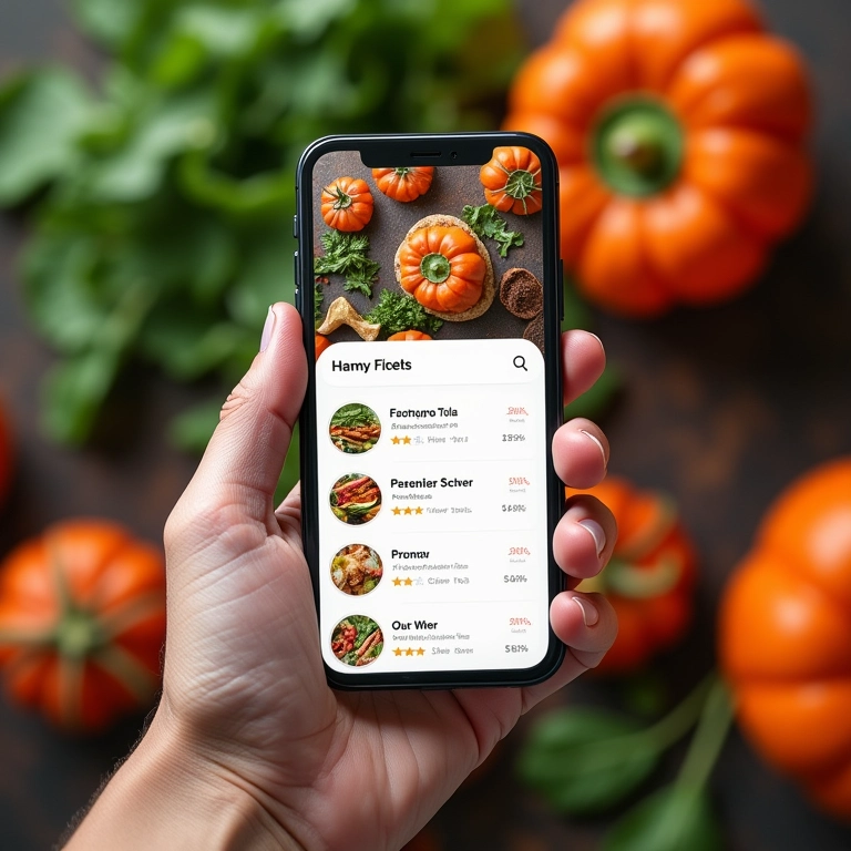 Mockup de aplicativo de delivery com interface intuitiva e design vibrante.