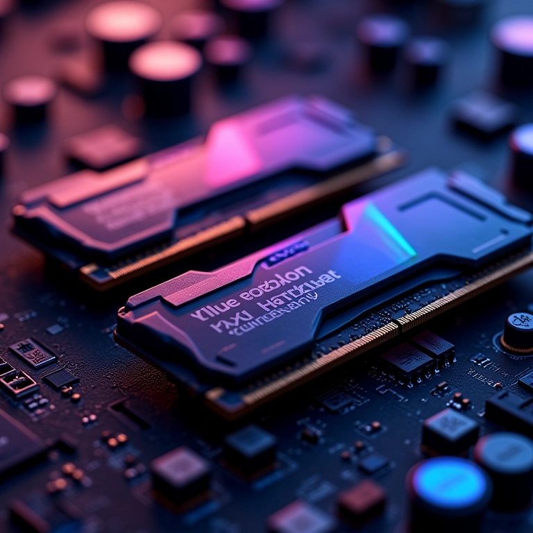 Módulos de memória RAM instalados em placa-mãe.