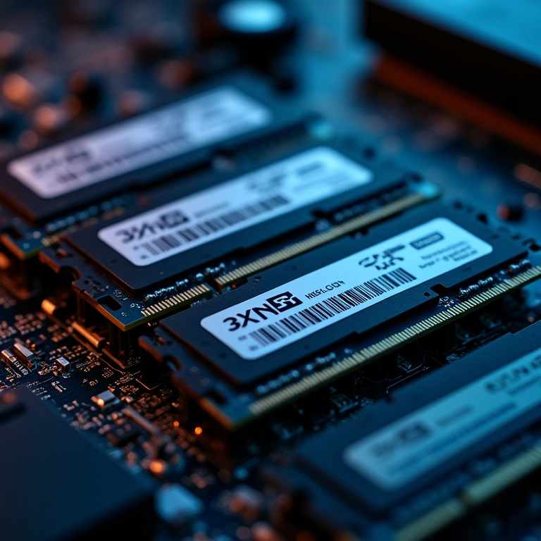 Módulos de memória RAM instalados em uma placa-mãe.