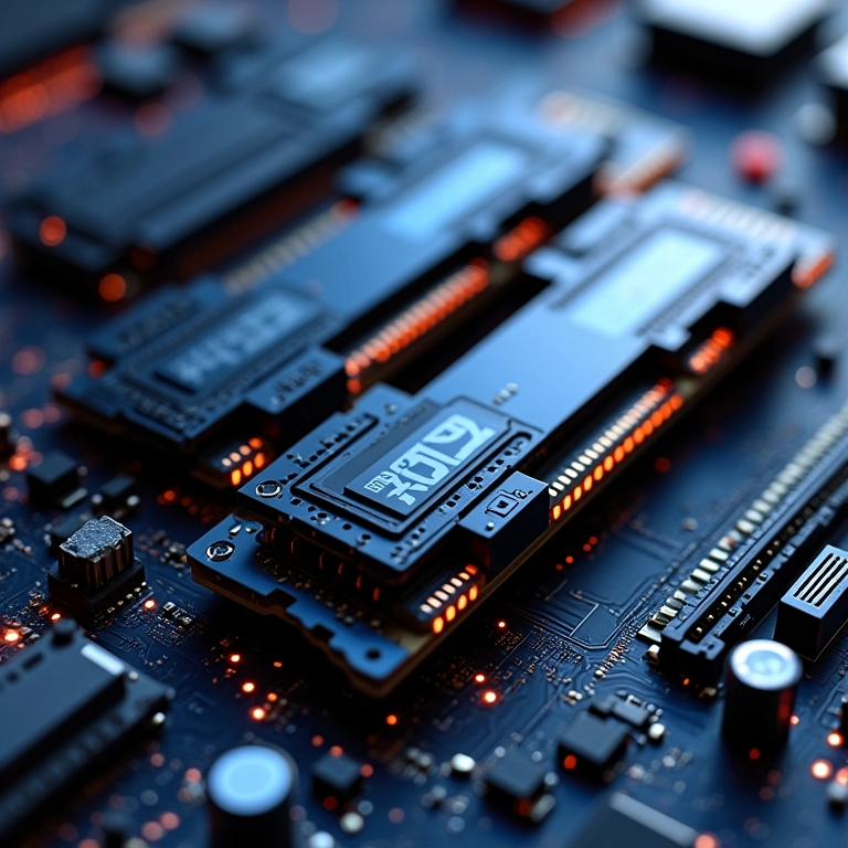 Módulos de memória RAM instalados na placa-mãe.