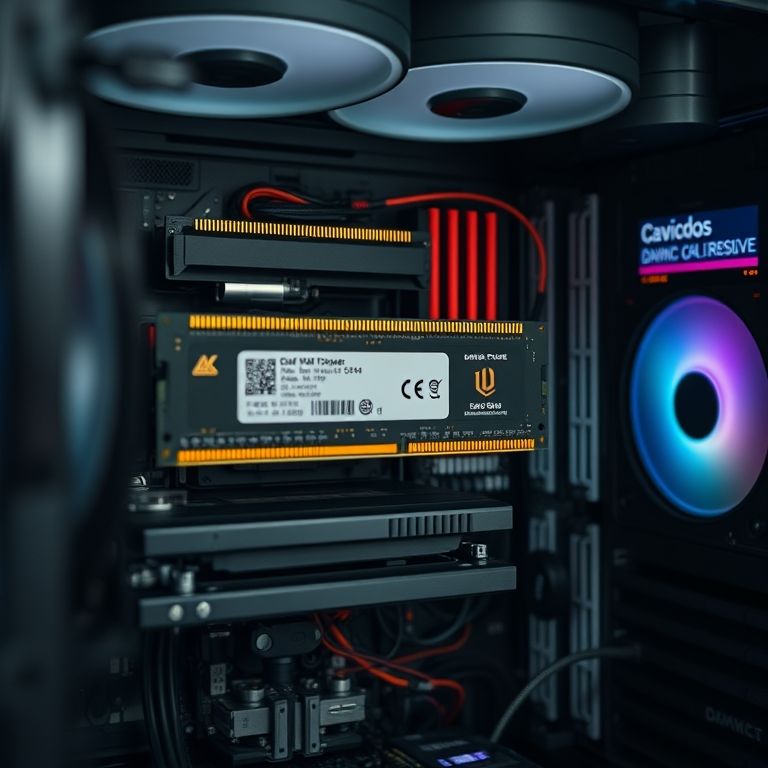 Módulos de RAM em um computador para DaVinci Resolve.