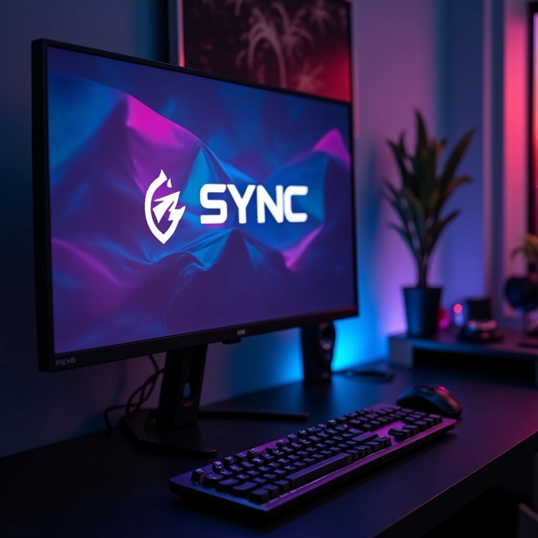Monitor gamer exibindo tecnologias G-Sync e FreeSync durante o jogo.