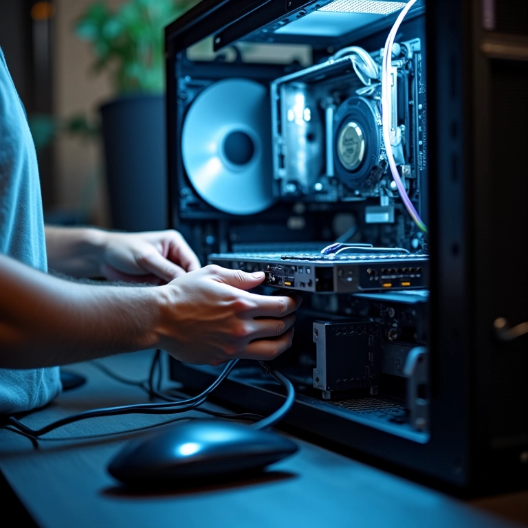 Montagem de um PC para edição de áudio.