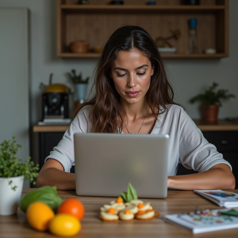 Mulher brasileira usando o software Recuva em seu laptop para recuperar arquivos deletados.