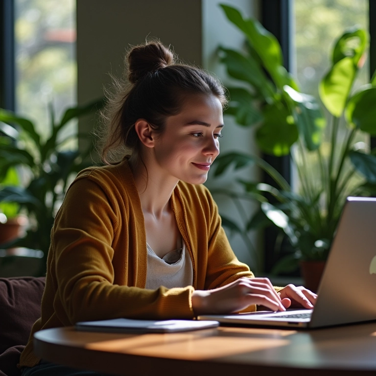Mulher experimentando com código após fazer um fork no GitHub.