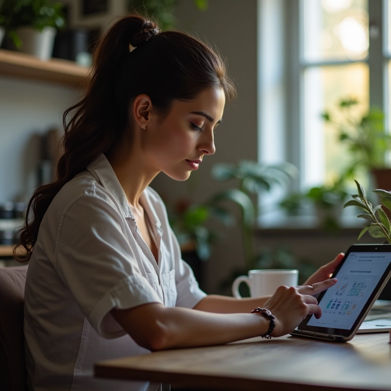 Mulher integrando Telegram com outras ferramentas de produtividade.