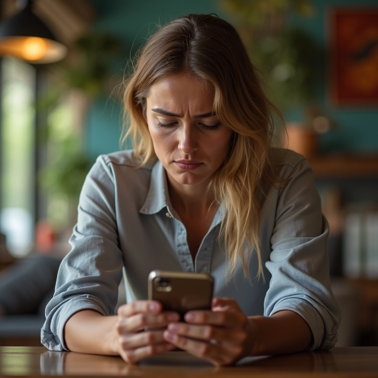 Mulher monitorando suas transações bancárias online em seu celular.