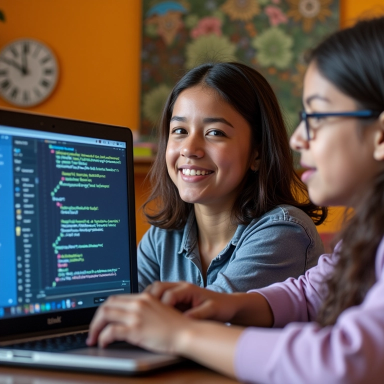 Mulher participando de um fórum online da comunidade Scratch.