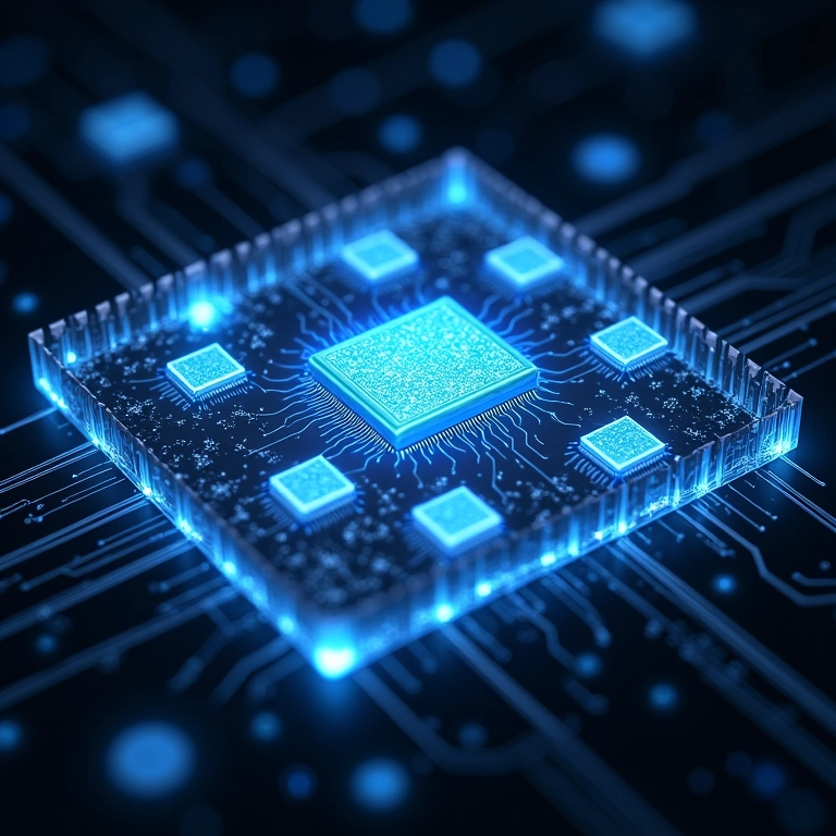 Múltiplos núcleos de CPU visualizados como cérebros interconectados.