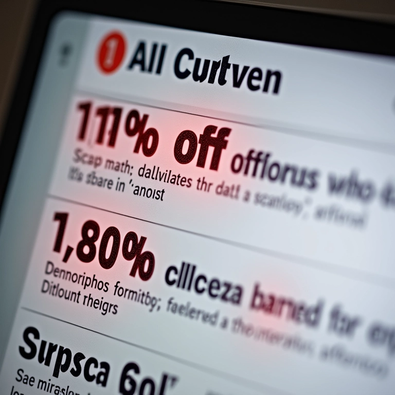 Oferta online suspeita com descontos exagerados e sinais de alerta.