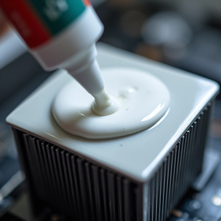 Pasta térmica cerâmica sendo aplicada em dissipador.