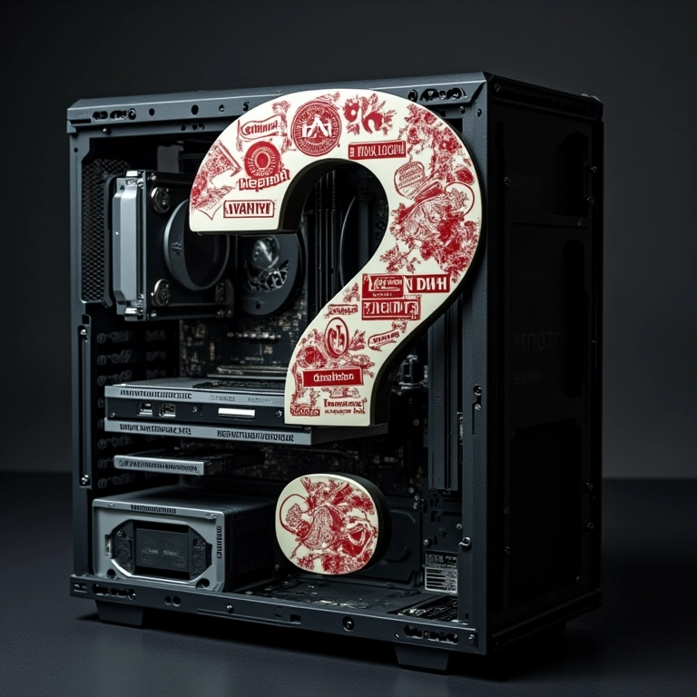 PC desmontado com interrogação sobre a garantia.