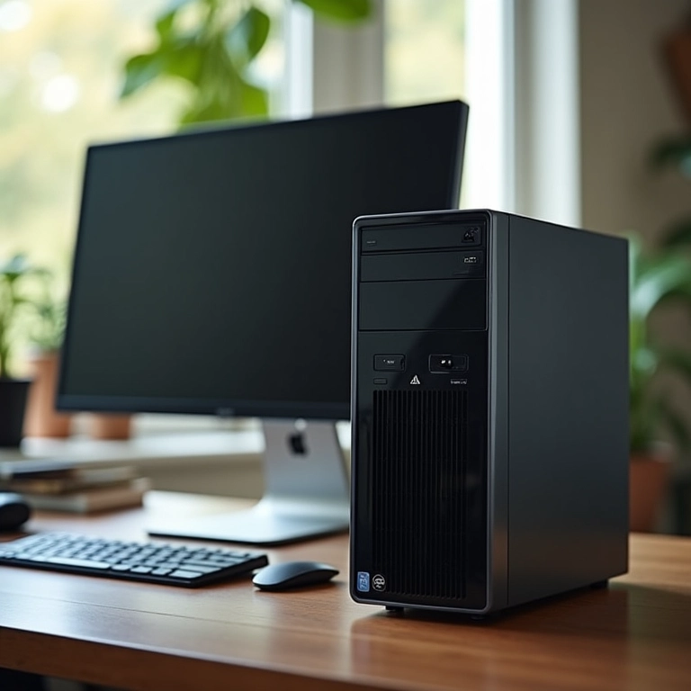 PC em um escritório doméstico, destacando a necessidade de uma fonte confiável.