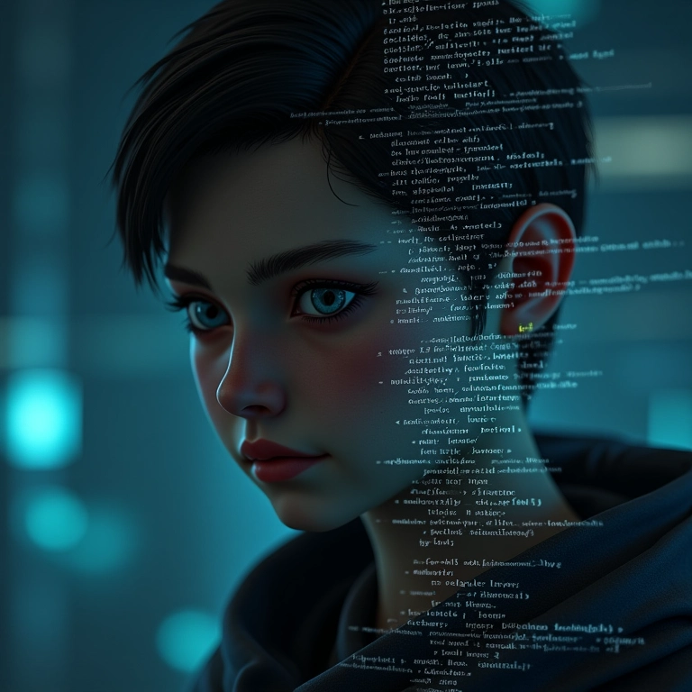 Personagem de jogo com código V sobreposto.