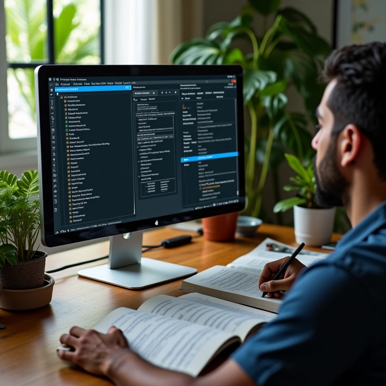 Pessoa analisando especificações de CPU em um computador.