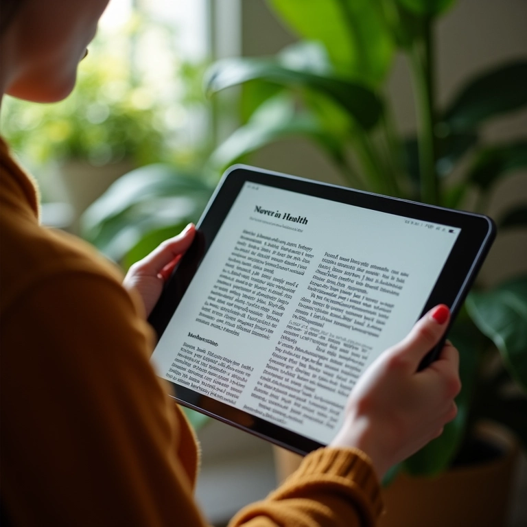 Pessoa lendo artigo sobre otimização da saúde do disco em um tablet.