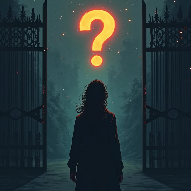 Pessoa olhando para um portão trancado com um ponto de interrogação sobre sua cabeça.