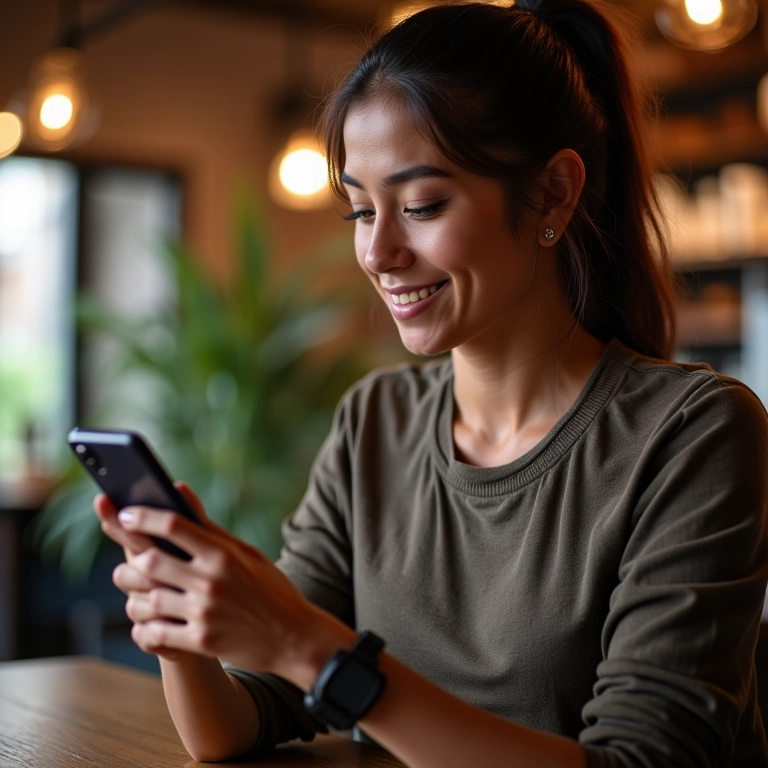 Pessoa usando app mobile feito com V.