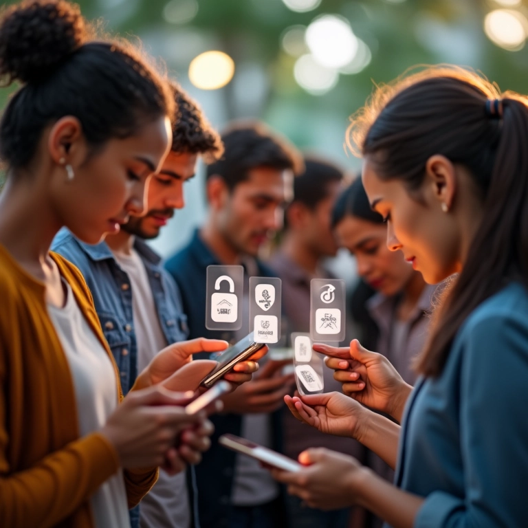 Pessoas diversas comprando online com segurança e proteção contra fraudes.