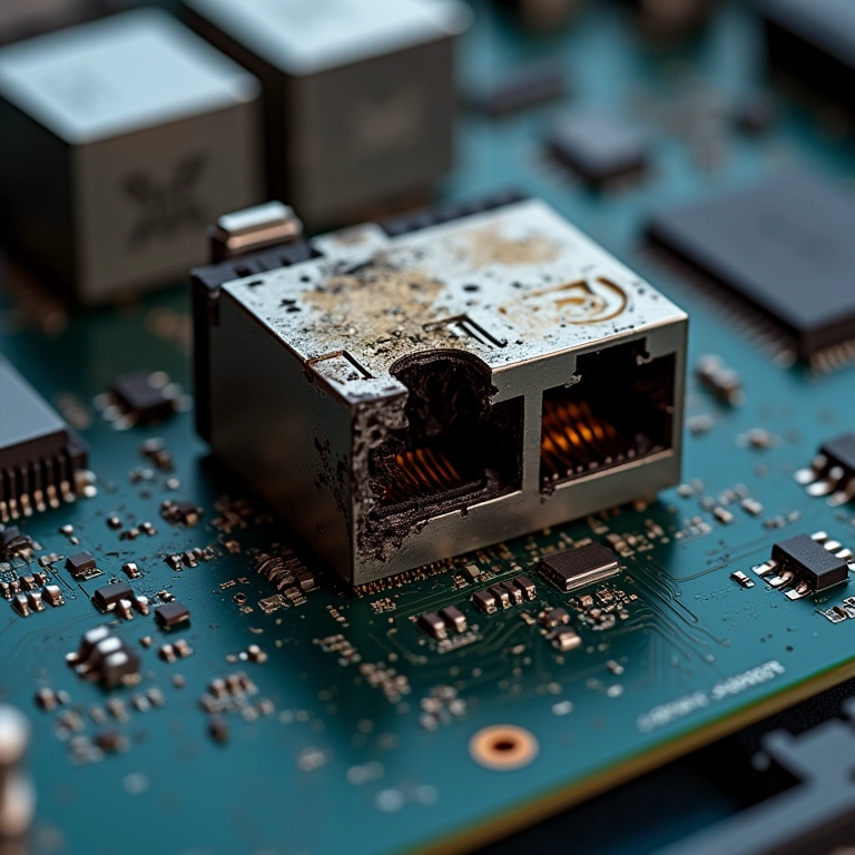 Placa de rede onboard queimada.