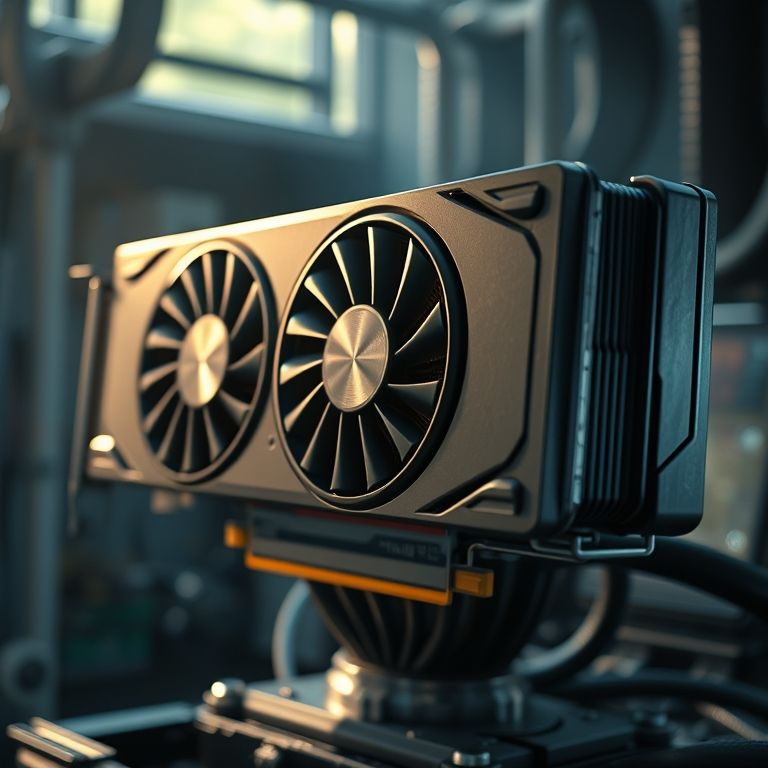 Placa de vídeo de alta performance com sistema de resfriamento complexo.