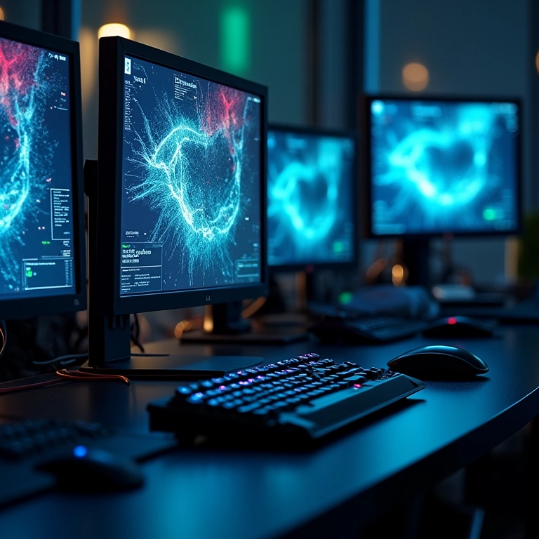 Placa de vídeo dedicada rodando simulação científica.