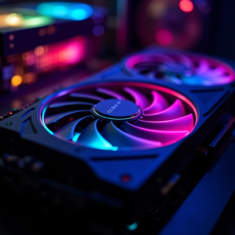 Placa de vídeo RTX 40 Series iluminada dentro de um PC gamer.