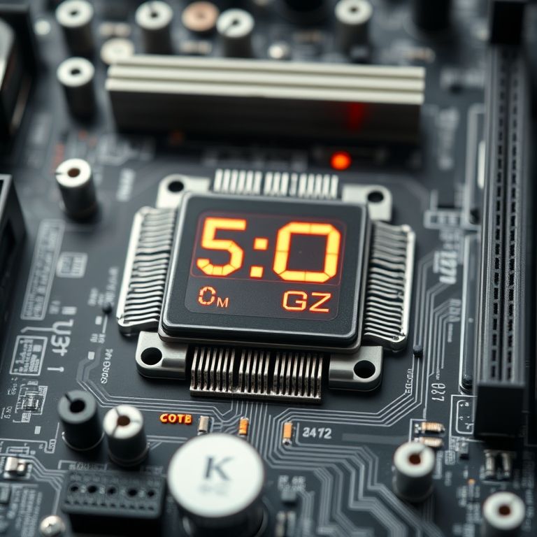 Placa-mãe mostrando a velocidade do clock do processador.