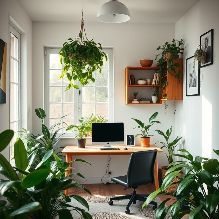 Plantas em home office para um toque de natureza.