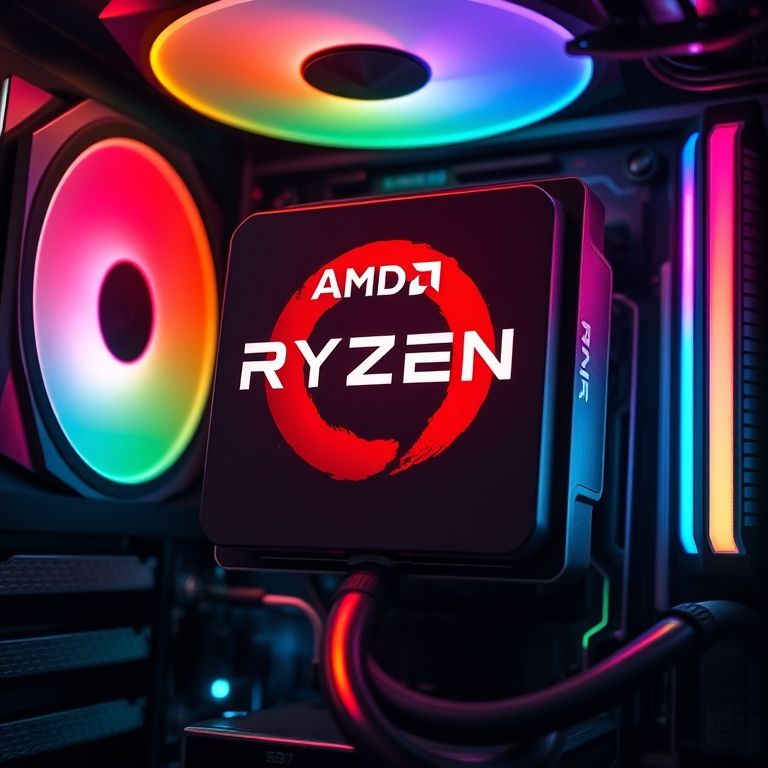 Processador AMD Ryzen 7 em um PC gamer para streaming.