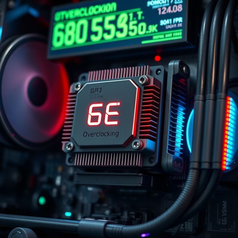 Processador com sistema de overclocking e resfriamento líquido.