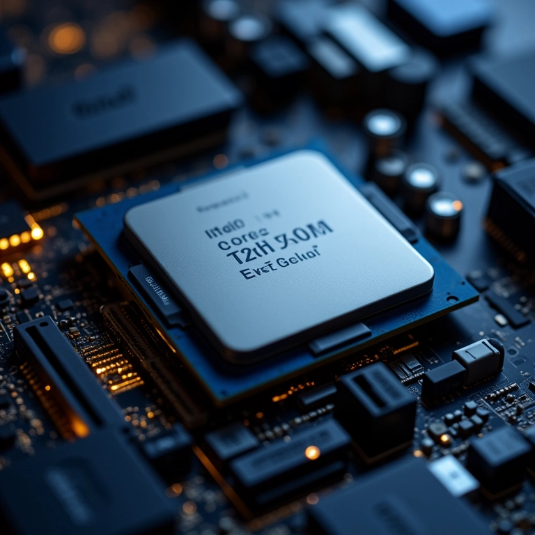 Processador Intel Core i5 de 12ª Geração em placa-mãe.