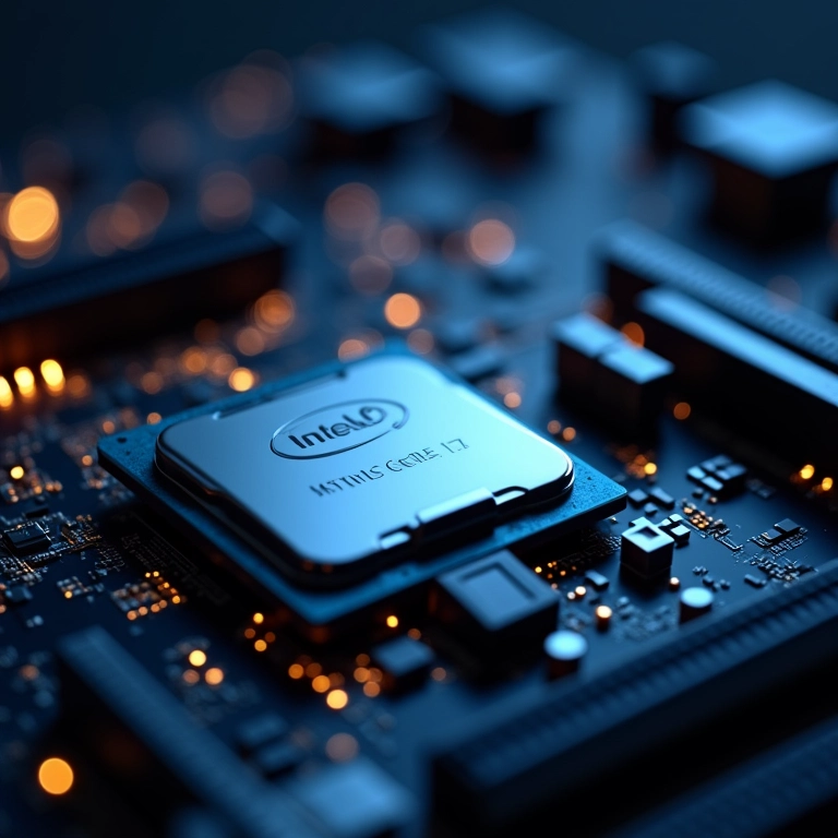 Processador Intel Core i7 em uma placa-mãe moderna.