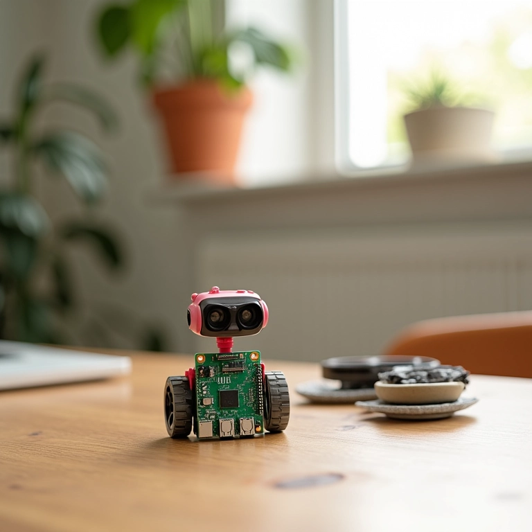 Raspberry Pi Pico rodando MicroPython controlando um pequeno robô.