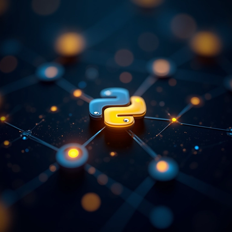 Representação abstrata de nós de rede virtual interconectados.