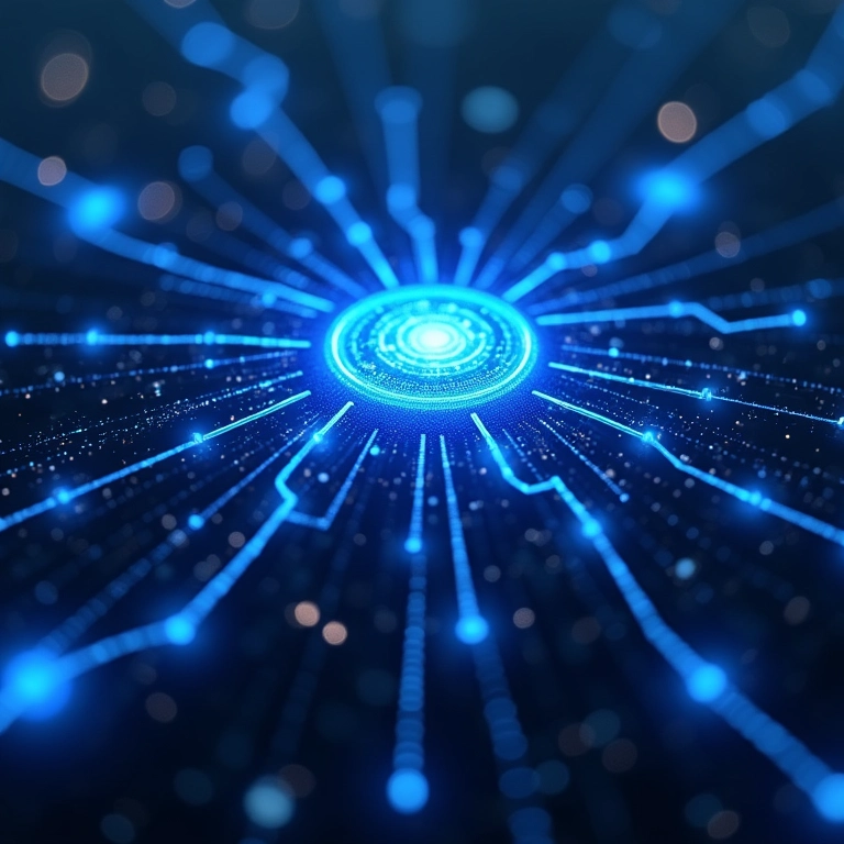 Representação visual do AT Protocol e sua conexão com a rede social Bluesky.