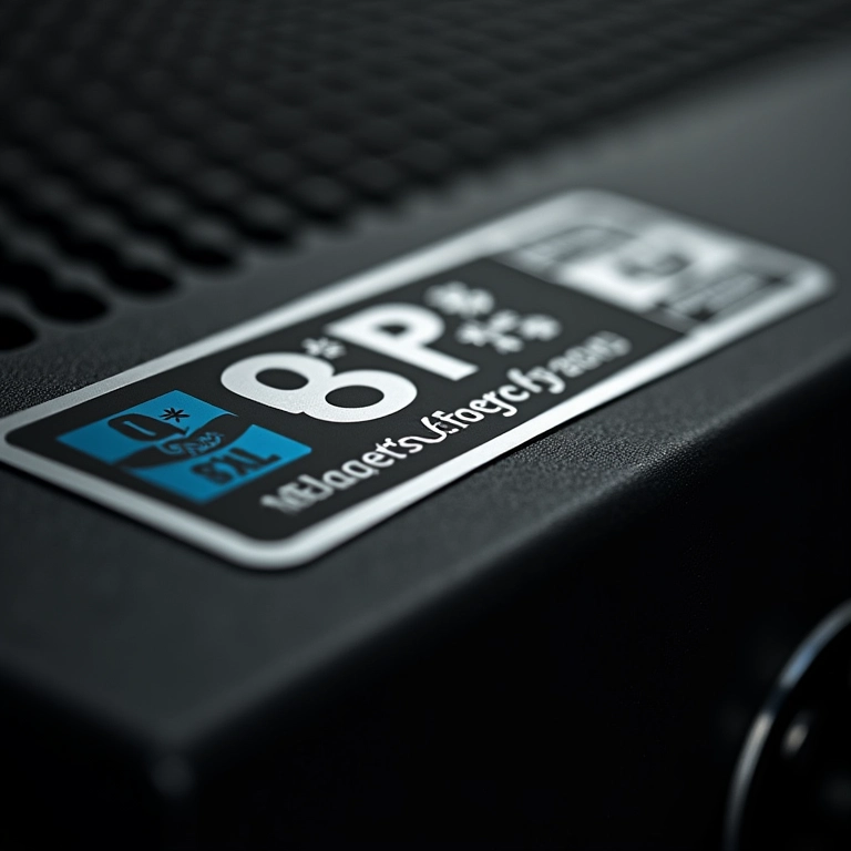 Selo de certificação 80 Plus em uma fonte de alimentação de computador.