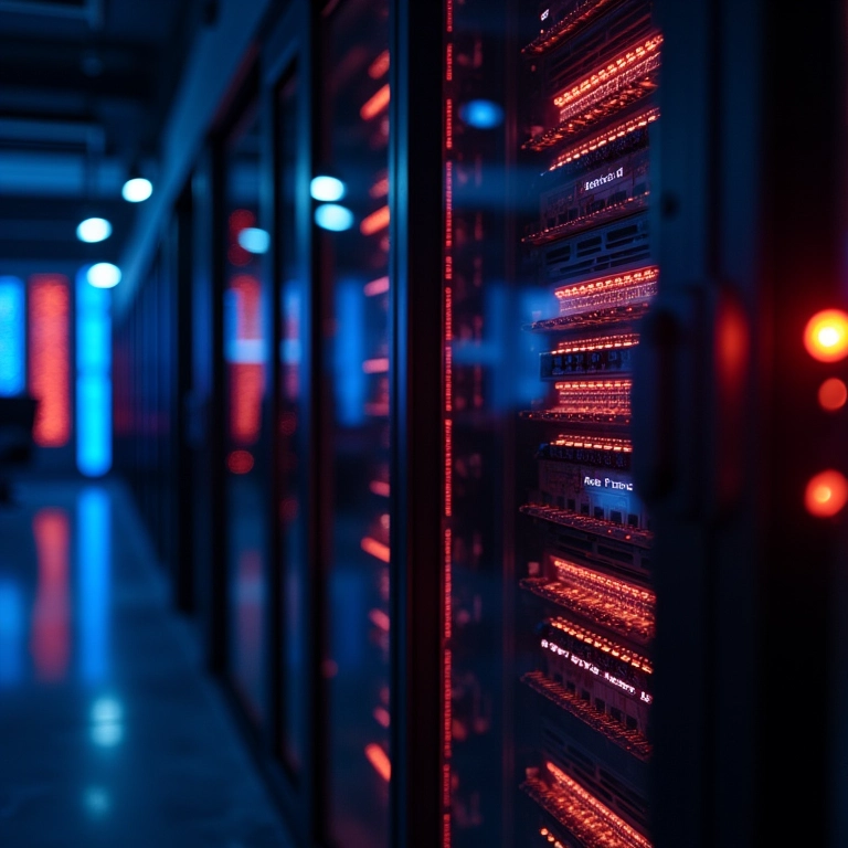 Servidor VPS moderno em escritório brasileiro vibrante.