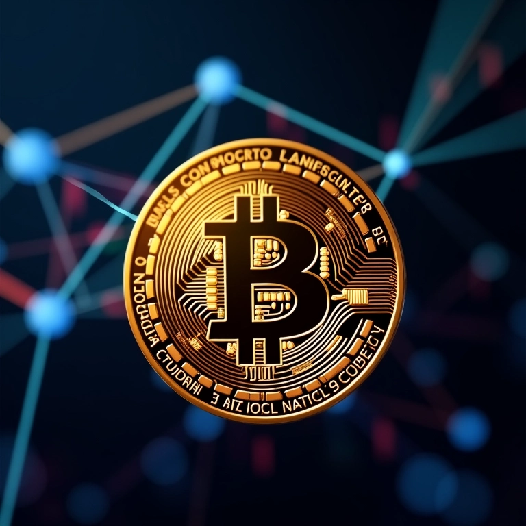 Símbolo do Bitcoin Cash (BCH) sobreposto a uma rede blockchain.