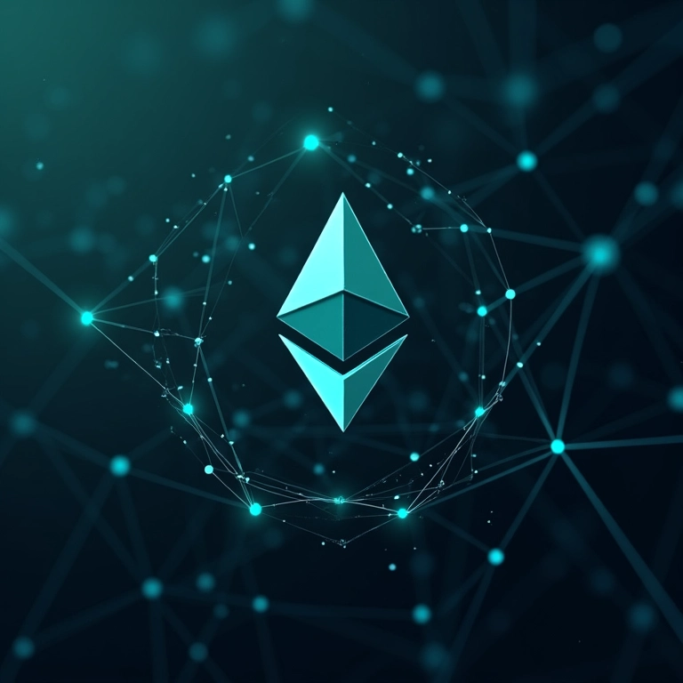 Símbolo do Ethereum Classic (ETC) em meio a uma rede blockchain.