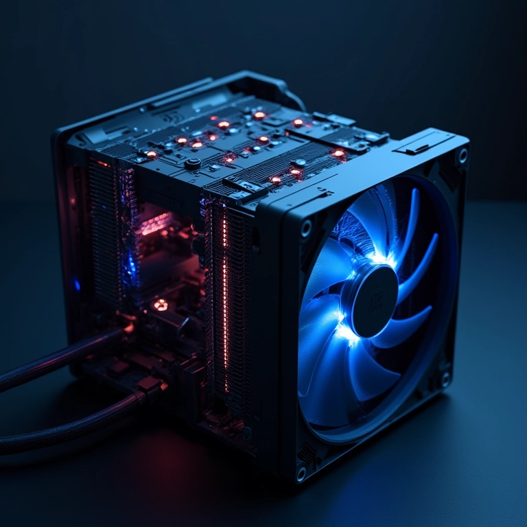 Sistema de resfriamento eficiente em uma plataforma de mineração, otimizando o desempenho do processador.