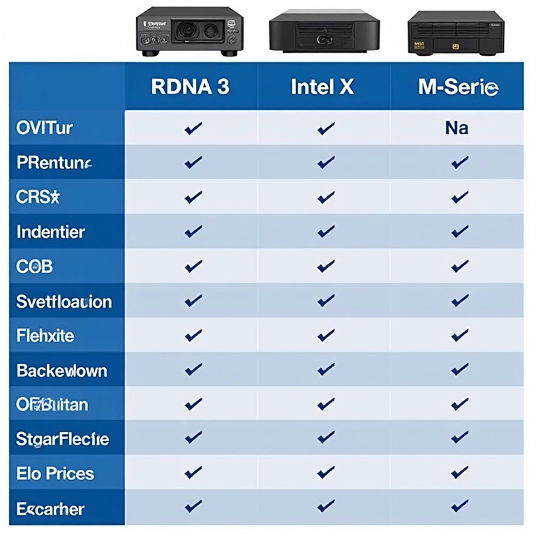 Tabela comparativa das iGPUs RDNA 3, Intel Xe e Apple M-Series.