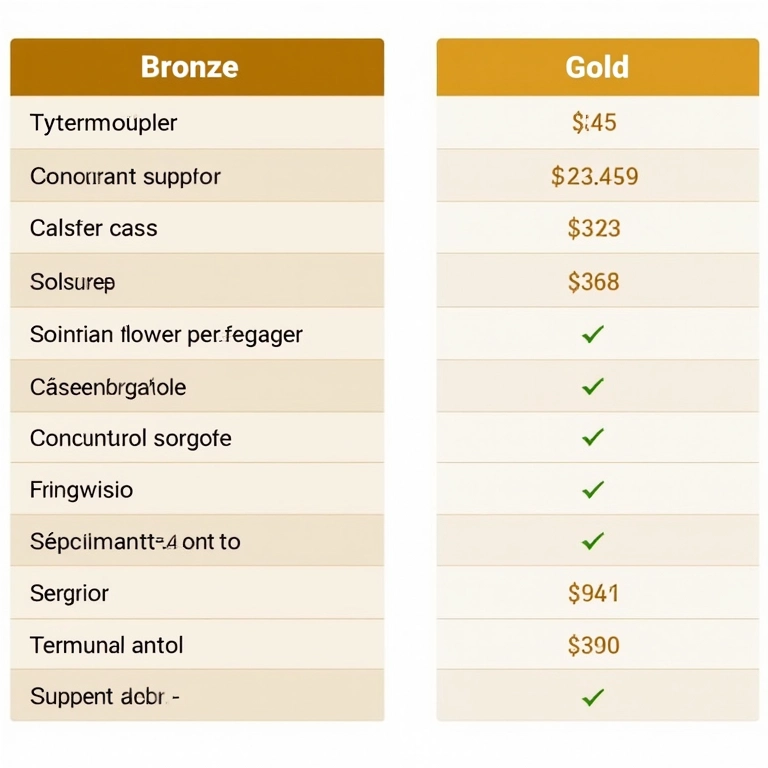 Tabela comparativa rápida: Bronze vs Gold.