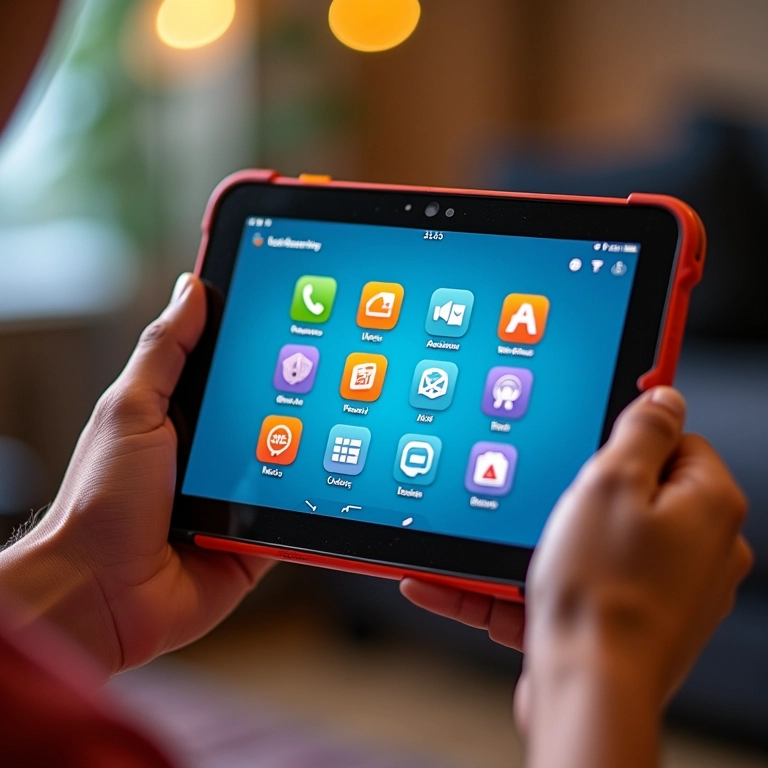 Tablet infantil com bom desempenho rodando múltiplos aplicativos.