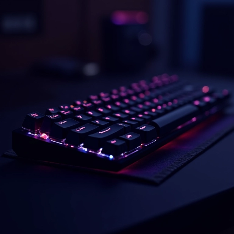 Teclado mecânico com iluminação RGB personalizável e teclas macro.
