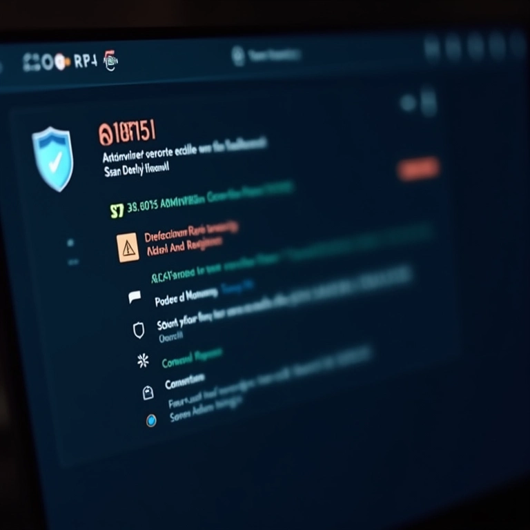 Tela de computador mostrando varredura de antivírus e ameaças detectadas.
