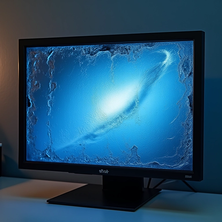 Tela de monitor danificada por limpeza inadequada.