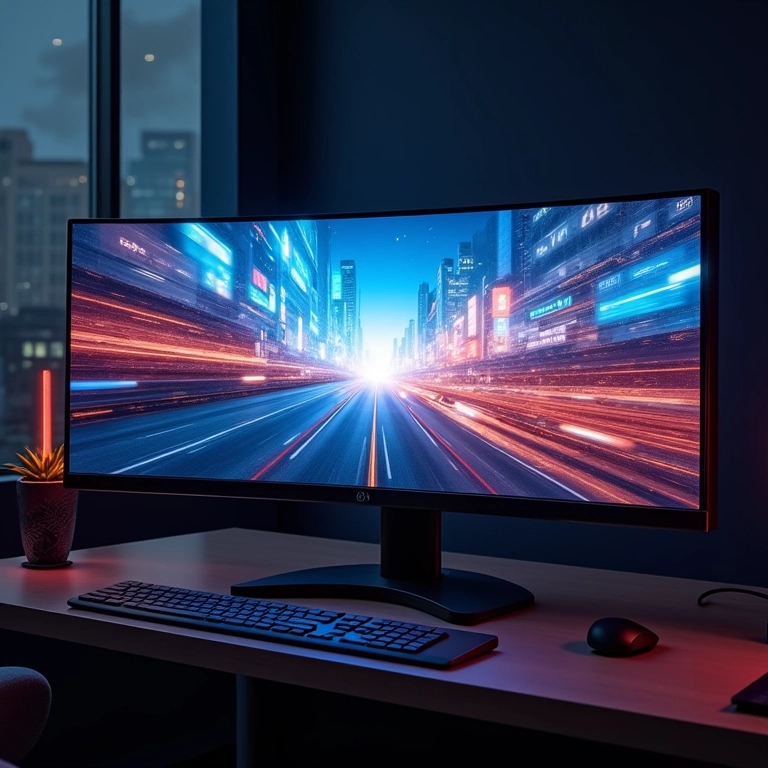 Tempo de resposta ultrarrápido em monitor gamer curvo ultrawide.